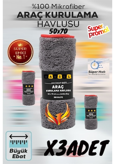 Mikrofiber Oto Kurulama Bezi Büyük Boy 50/70 Cm 3 Adet
