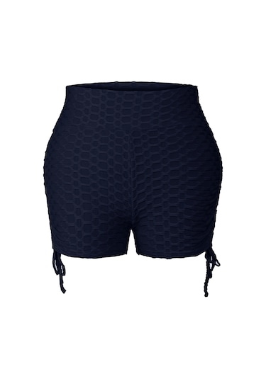 Reedark Yüksek Belli Nefes Alabilen Yoga Şortu - Yan Bağcıklı, Karın Kontrolü Sağlar, Koşu Ve Spor İçin Koyu Mavi