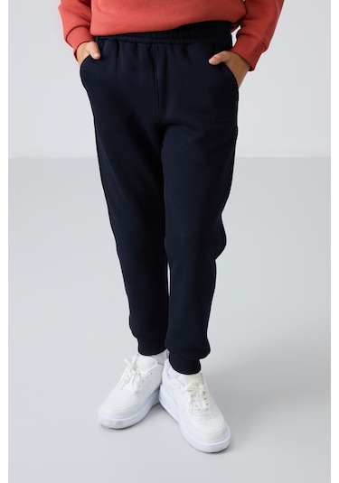 Tommy Life Kiremit-lacivert Pamuklu Kalın İçi Tüylü Yumuşak Dokulu Standart Fit Nakışlı Erkek Çocuk Eşofman Ta Kiremit