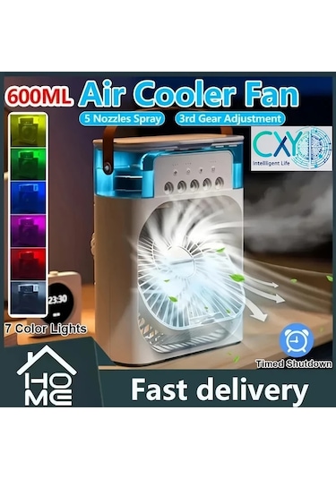 Boatshop1 Usb Çalışan Taşınabilir Masa Fanı Koyu Mavi 600 Ml 5 Hız Ayarlı Sessiz Soğutma 23.5cm Kompakt Nemlendirici Fonksiyonlu