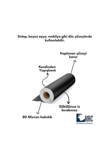 Dolap Ve Mobilya Kaplama Folyosu Mat Siyah 100cmx4mt Kendinden Ya
