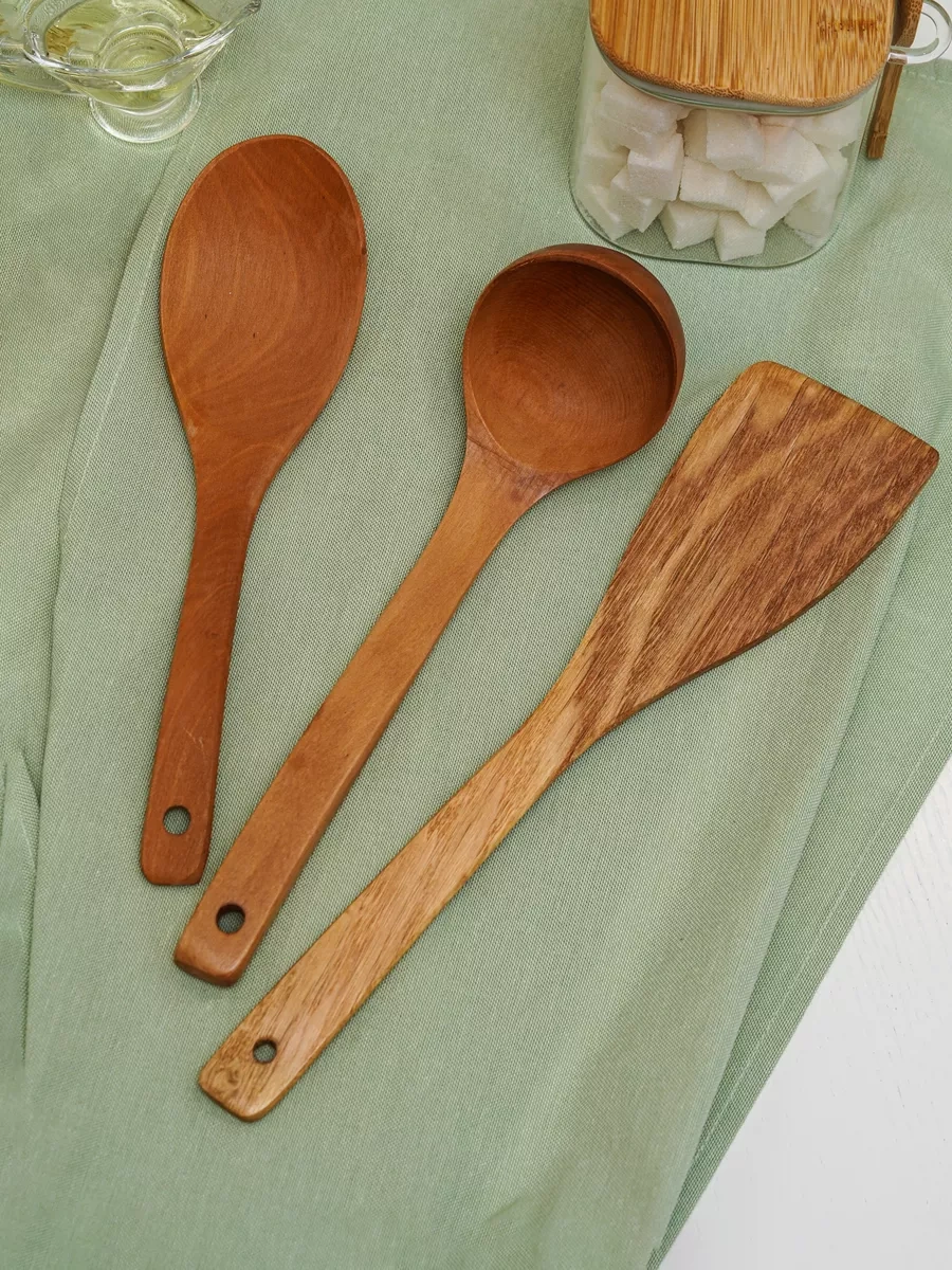 Topichome Ahşap Mutfak Spatulaları Seti, 3 Parça 189992219 Buğday