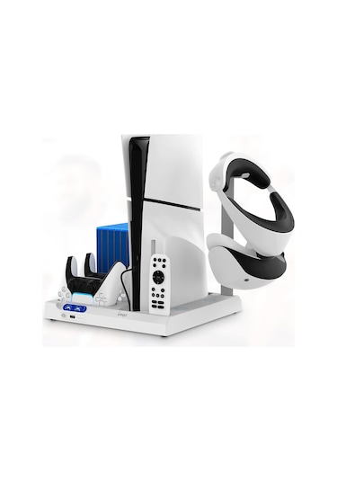 İpega Ps5 Slim Dijital/ps5 Slim Disk Multifonksiyonel Şarjlı,soğutucu Fanlı,vr Standlı Cd Raf Stand