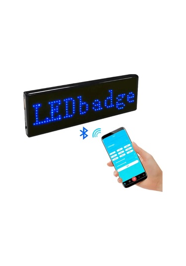 Matrix Kayan Led Yaka Rozeti Mobil Kontrollü Dijital Etiket 9 3cm Renkli