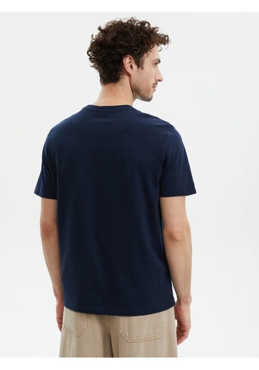 Nice & Easy Erkek Pamuklu Yazılı Tişört. 385464161 Mavi