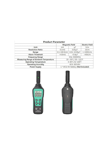 Springsun Fy876 Ev Ve Dışarıda Kullanılan Elektromanyetik Radyasyon Testeri - Manyetik Ve Elektrik Alanı, Sıcaklık Ölçümü - Siyah Pil Dahil Değil
