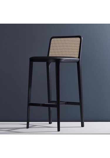 Martha Hazeranlı Ahşap Bar Sandalyesi Siyah