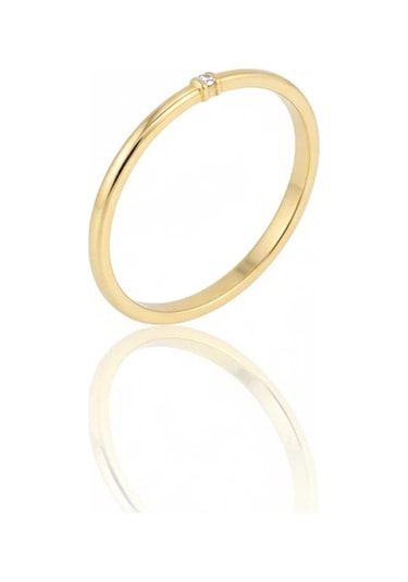 14 Ayar Altın Minimal Taşlı Yüzük 959 Gold