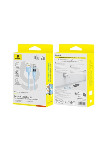 Baseus Display Cbtx00w Usb-a - Type-c Hızlı Şarj Kablosu, Uzunluk:2m Cbtx