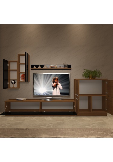 Decoraktiv Eko 6b Mdf Std Tv Ünitesi Tv Sehpası Ceviz - Siyah