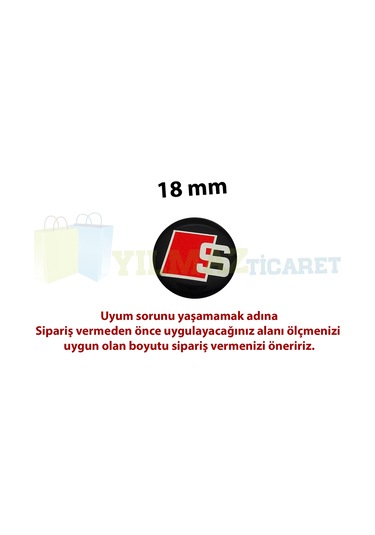 Audi S Logo Joystick Klima Teyp Düğme Damla Silikon Sticker 18 x 18 mm 4 Adet