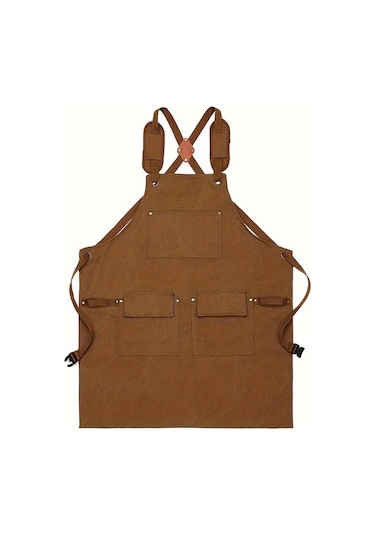 Dashanshop Mavi Dayanıklı Mumlu Bez İş Önlüğü Çok Cepli Ayarlanabilir Askı Mavi