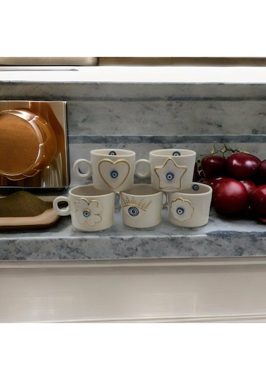 Altın Yaldız Yıldız Nazar Fincan Mug