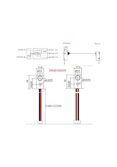 Robizstore-Dc 5V Beam Sensör Çift 30Cm Engel Algılayıcı Kapı Pencere Fotosel