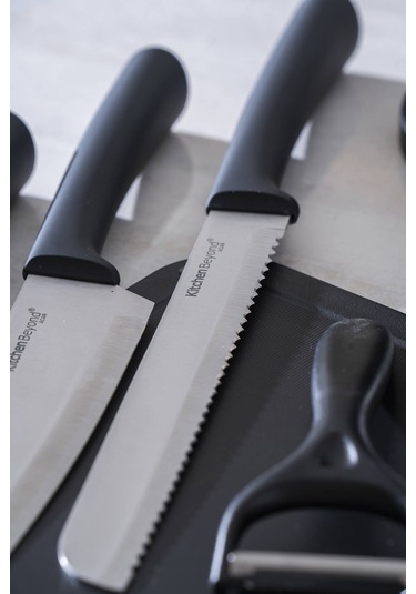 Cooper 8 Parça Standlı Kesme Tahtası Ve Bıçak Seti Siyah