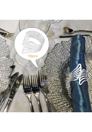 Suntek 10 Parça Peçete Halkaları Gelin Ziyafet Otel Gümüş Gümüş