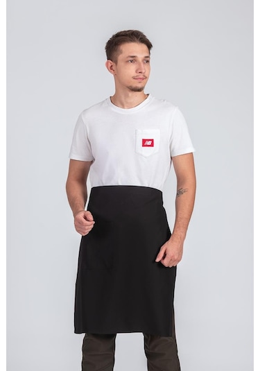 Erkek Belden Bağlamalı Barista Şef Mutfak Önlüğü Siyah