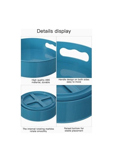 Mavi 360 Döner Tepsi Mutfak Saklama Kapları Baharat Kavanoz Aperatif Yiyecek Tepsisi Banyo Saklama Kutusu Kaymaz Kozmetik Organizatör Mavi