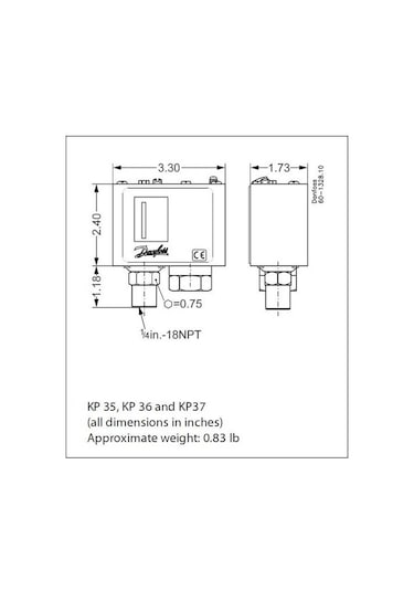 Danfoss KP 36 (2-14 Bar) 060-110866 - Presostat
