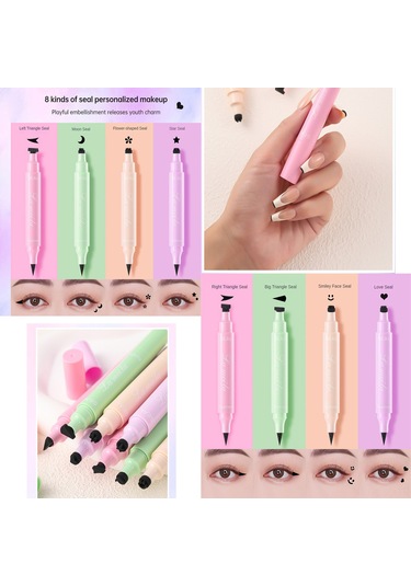 Samdoo Çift Uçlu Kalem Damga Göz Kalemi - Su Geçirmez Uzun Süreli Kalıcı - Sevgi Desenli Göz Dekorasyon Aleti