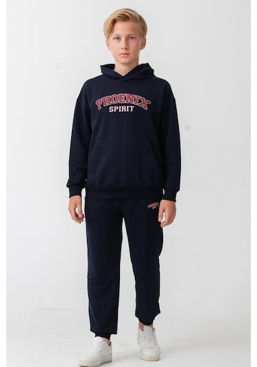 Erkek Çocuk Phoenix Sprit Baskılı Alt Üst Eşofman Takımı Ak7870 Lacivert