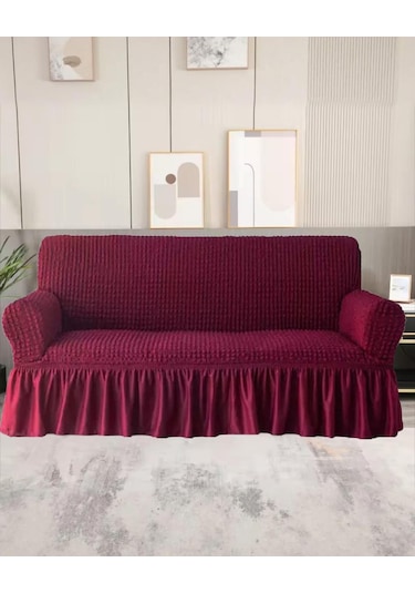 Upmall Bürümcük Koltuk Örtüsü Kanepe Örtüsü 3lü Bordo Bordo