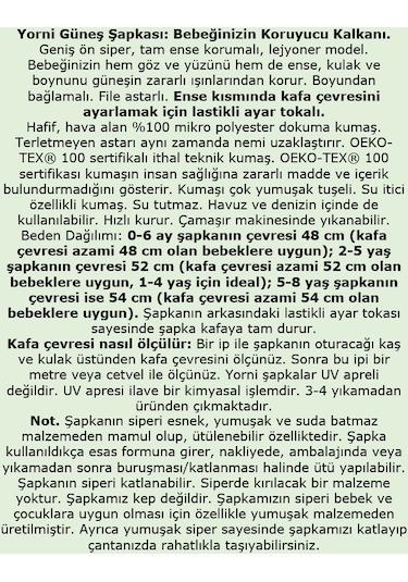 Yorni Flap Ense Korumalı Lastikli Ayarlı Bebek Çocuk Şapka Gülkurusu