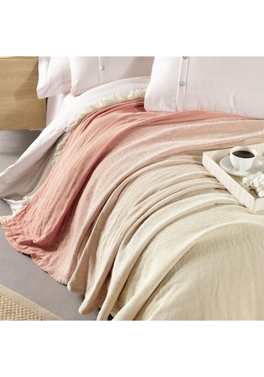 Rainbow %100 Pamuklu Degrade Jakarlı Dokuma Battal Boy (King Size Şeftali-240X260 Cm
