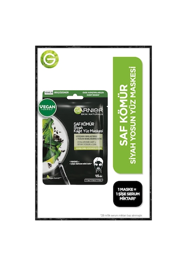 Garnier Skin Naturals Kömürlü Kağıt Yüz Maskesi Siyah Yosun - 3 A