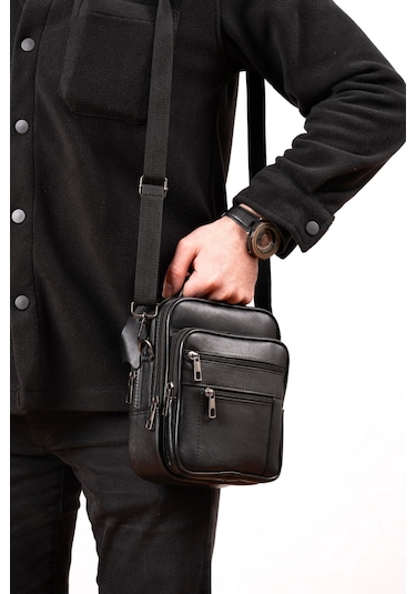 Mft Leather Hakiki Deri Erkek El Çantası Dora 188 Siyah