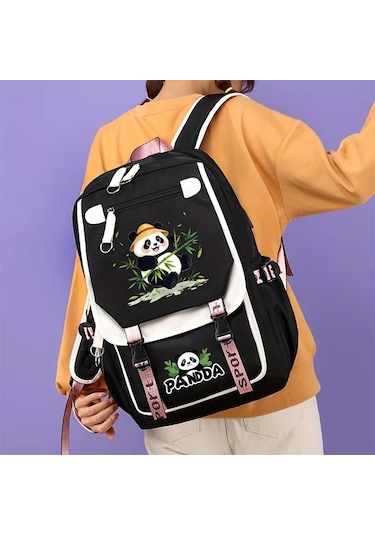 Dream011 Moda Yaratıcı Pembe Panda Desenli Tip A Sırt Çantası Büyük Kapasiteli Ayarlanabilir Askılı Günlük Kullanım İş Ve Seyahat İçin İdeal Pembe