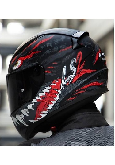Ls2 Rapıd 2 Kaıju Kapalı Motosiklet Kaskı Siyah Camlı Siyah - Kırmızı