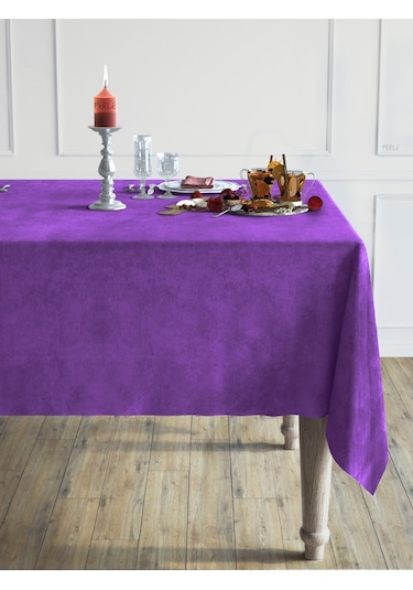 Daily Series Kadife Dokulu Menekşe Moru Masa Örtüsü Menekşe Moru