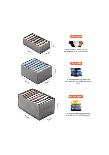 Giysileri Düzenlemek İçin Bölmeli Katlanabilir Kumaş Saklama Kutusu Gri
