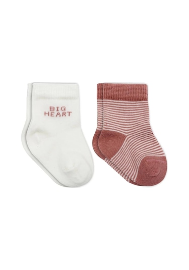 Bistyle Big Heart Penye Soket Çorap 2'li Bs10117 Pudra Pudra