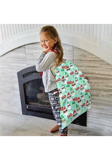 Büyük Noel Baba Hediye Çantası, Pamuklu Kordonlu, Yeniden Kullanılabilir Noel Baba Noel Perisi