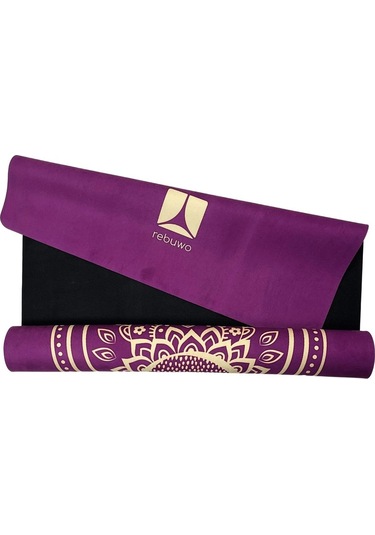 Rebuwo Seyahat Yoga Matı Katlanabilir Doğal Kauçuk Mat 1mm Mor