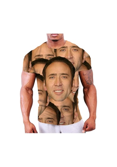 Snapbuy 3d Baskılı Hip Hop Harajuku Kısa Kollu T-shirt - Yazlık Eğlenceli Aktör Desenliordu Yeşilerkek Ordu Yeşil