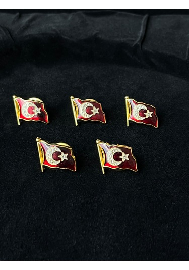 Türk Bayraklı Yaka Rozeti 5' Li