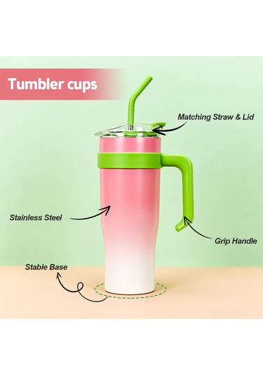 Xiyyadms 1.2l 40oz 304 Çelik Vakumlu Isı Saklama Bardak, 6-12 Saat Isı Tutma, Pipetli Büyük Kapasiteli Kahve/su Bardakı, Sarı