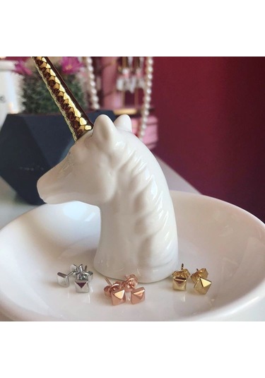 Kadın Mini Piramit Küpe Gold