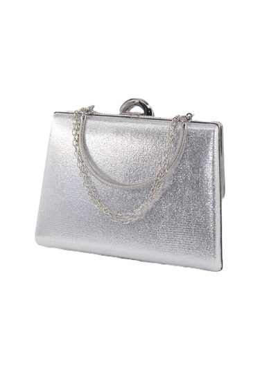 Suyolu Taşlı Gümüş Abiye Çanta Abiye Portföy Clutch Davet Gece Çantası Kadın Abiye Taşlı Çanta