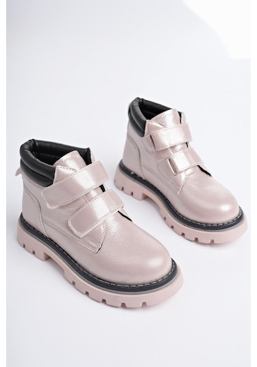 Muggo Gadget Garantili Çocuk Unisex Rahat Kalıp Soğuğa Dayanıklı Cırtlı Bot Pudra