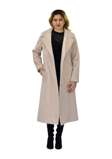 Kadın Bej Uzun Kaşe Kaban Bgl-st04115 Bej