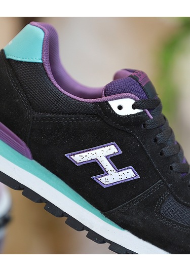 1743-peru Hakiki Deri Anatomik Eva Tabanlı Unisex Sneaker Siyah Mor Çok Renkli