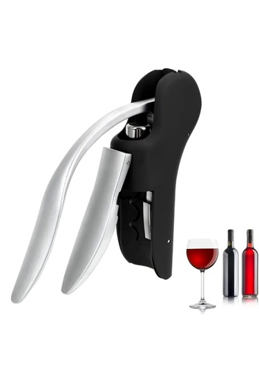 Atay Garage Tirbuşon Profesyonel Dökme Demir Şarap Ve Şampanya Mantar Açacağı Güvenli Tutuşlu Siyah