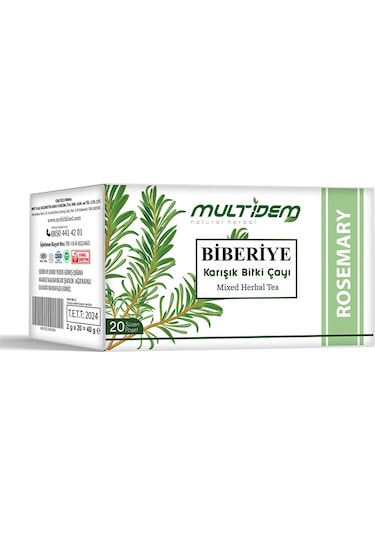 Multidem   Biberiye Karışık Bitki Çayı Bardak Poşet  20'li 2G*20