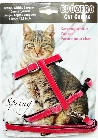 Edozero Gezdirme Kedi Göğüs Tasması Seti 110 CM Pembe