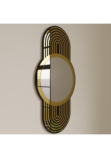 Dekoratif Lüks Pleksi Aynalı Ahşap Duvar Süsü Siyah - Gold