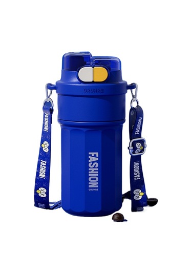 Ikkb Yeni Öğrenci Basit Yüksek Görünümlü 304 Paslanmaz Çelik Isı Yalıtımı Büyük Kapasiteli Su Bardağı Mavi